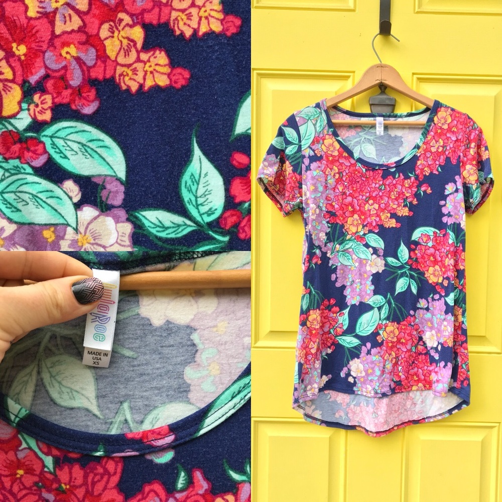 LuLaRoe RARE floral perfect tee hydrangea scoop T